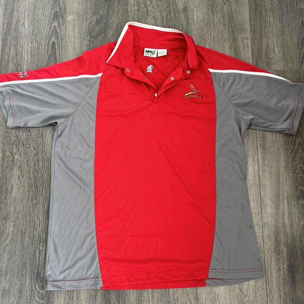 St Louis Cardinals XL Event Staff POLO Red / Gray Short Sleeve STL MLB MPG Marke